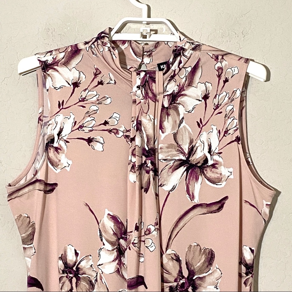 Karl Lagerfeld Floral Sleeveless Pleated Blouse - Picture 2 of 10